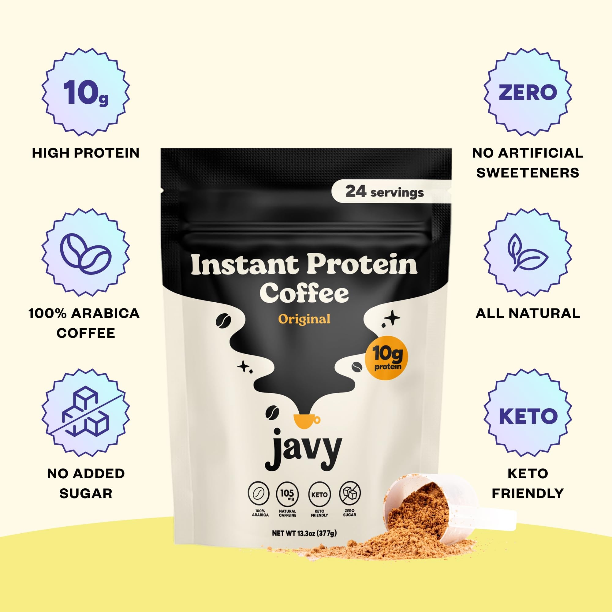 How does Javvy Protein Coffee support muscle recovery?