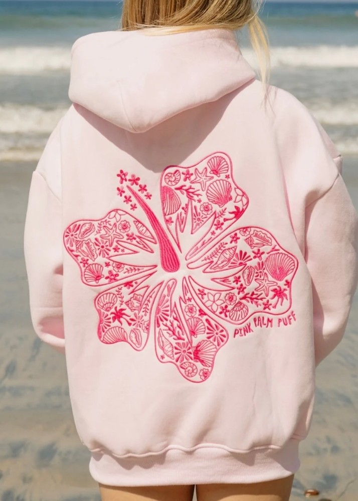 This Pink Palm Puff Hoodie is the Closest Thing to Wearing a Sunset