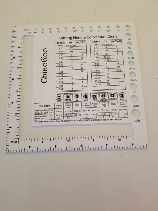 Knitting gauge charts